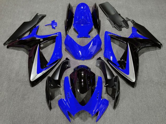 Preisgünstige Suzuki GSXR 600 / GSXR 750 Motorrad Verkleidung 2006-2007 - Blau Silber Glanzendes Schwarz OEM Stil