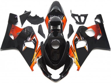 Preisgünstige Suzuki GSXR 600 / GSXR 750 Motorrad Verkleidung 2004-2005 - Glanzendes Schwarz Orange OEM Stil