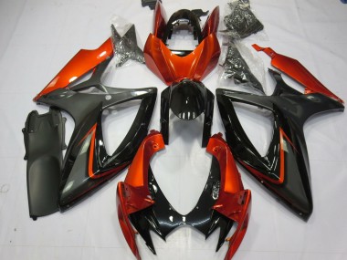 Preisgünstige Suzuki GSXR 600 / GSXR 750 Motorrad Verkleidung 2006-2007 - Burnt Orange Grau Glanzendes Schwarz