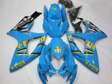 Preisgünstige Suzuki GSXR 600 / GSXR 750 Motorrad Verkleidung 2006-2007 - Hellblau Schwarz Gelb Rizla