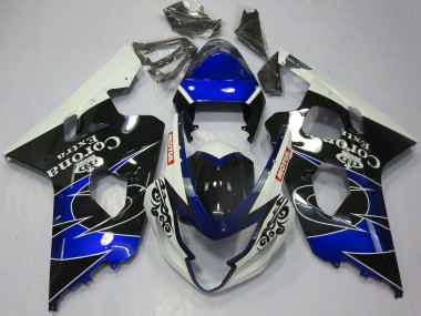 Preisgünstige Suzuki GSXR 600 / GSXR 750 Motorrad Verkleidung 2004-2005 - Weiss Blau Schwarz Corona Motul