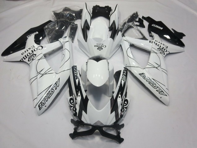Preisgünstige Suzuki GSXR 600 / GSXR 750 Motorrad Verkleidung 2008-2010 - Weiss Schwarz Alstare Corona Motul