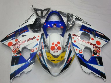 Preisgünstige Suzuki GSXR 600 / GSXR 750 Motorrad Verkleidung 2004-2005 - Weiss Blau Rot Gelb Schwarz Dunkel Dog
