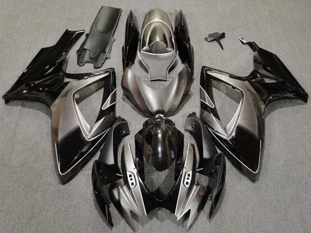 Preisgünstige Suzuki GSXR 600 / GSXR 750 Motorrad Verkleidung 2006-2007 - Dunkel Silber Glanzendes Schwarz