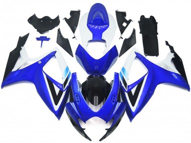 Preisgünstige Suzuki GSXR 600 / GSXR 750 Motorrad Verkleidung Kit 2006-2007 - Weiss Blau Glanzendes Schwarz OEM Stil