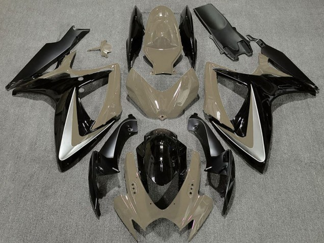 Preisgünstige Suzuki GSXR 600 / GSXR 750 Motorrad Verkleidung 2006-2007 - Wustenbraun Silber Glanzendes Schwarz OEM Stil