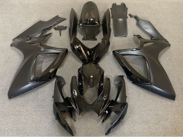 Preisgünstige Suzuki GSXR 600 / GSXR 750 Motorrad Verkleidung 2006-2007 - Glanzendes Schwarz Matt Schwarz