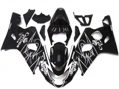 Preisgünstige Suzuki GSXR 600 / GSXR 750 Motorrad Verkleidung 2004-2005 - Glanzendes Schwarz Weiss Corona Stil