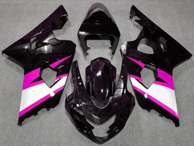 Preisgünstige Suzuki GSXR 600 / GSXR 750 Motorrad Verkleidung 2004-2005 - Glanzendes Schwarz Rosa Weiss