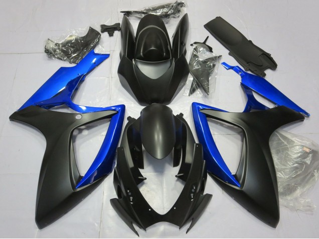 Preisgünstige Suzuki GSXR 600 / GSXR 750 Motorrad Verkleidung 2006-2007 - Blau Matt Schwarz