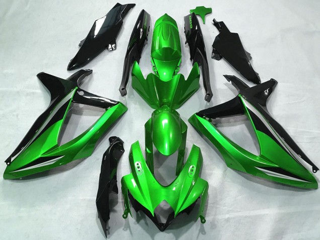 Preisgünstige Suzuki GSXR 600 / GSXR 750 Motorrad Verkleidung 2008-2010 - Grun Silber Glanzendes Schwarz