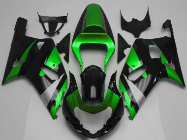 Preisgünstige Suzuki GSXR 600 / GSXR 750 Motorrad Verkleidung 2001-2003 - Grun Silber Glanzendes Schwarz