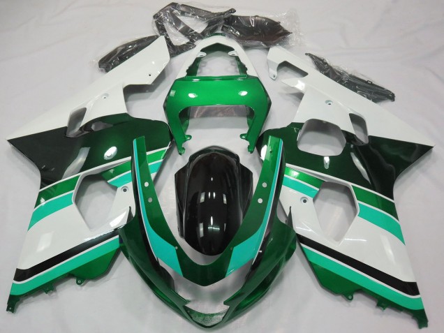 Preisgünstige Suzuki GSXR 600 / GSXR 750 Motorrad Verkleidung 2004-2005 - Glanzendes Grun Grun Weiss