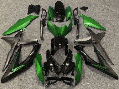 Preisgünstige Suzuki GSXR 600 / GSXR 750 Motorrad Verkleidung 2008-2010 - Grun Grau Glanzendes Schwarz