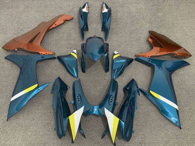 Preisgünstige Suzuki GSXR 600 / GSXR 750 Motorrad Verkleidung 2011-2024 - Hellblau Orange Weiss Gelb