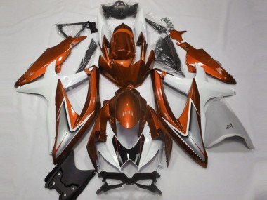 Preisgünstige Suzuki GSXR 600 / GSXR 750 Motorrad Verkleidung 2008-2010 - Weiss Orange Silber Schwarz