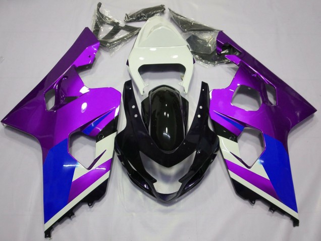Preisgünstige Suzuki GSXR 600 / GSXR 750 Motorrad Verkleidung 2004-2005 - Weiss Lila Blau Glanzendes Schwarz