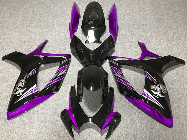 Preisgünstige Suzuki GSXR 600 / GSXR 750 Motorrad Verkleidung 2006-2007 - Lila Glanzendes Schwarz