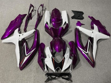 Preisgünstige Suzuki GSXR 600 / GSXR 750 Motorrad Verkleidung 2008-2010 - Weiss Lila Schwarz