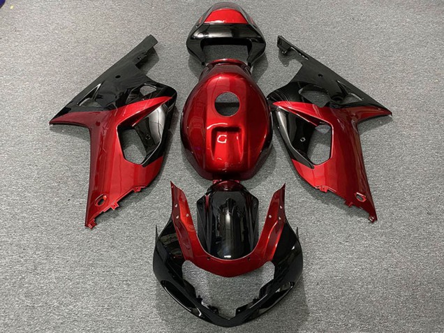 Preisgünstige Suzuki GSXR 600 / GSXR 750 Motorrad Verkleidung 2001-2003 - Rot Glanzendes Schwarz