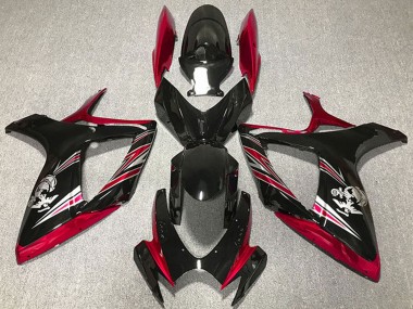 Preisgünstige Suzuki GSXR 600 / GSXR 750 Motorrad Verkleidung 2006-2007 - Rot Glanzendes Schwarz
