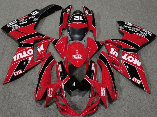 Preisgünstige Suzuki GSXR 600 / GSXR 750 Motorrad Verkleidung 2011-2024 - Rot Schwarz Motul