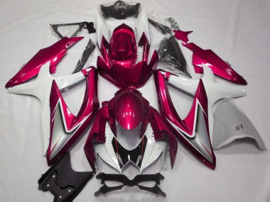 Preisgünstige Suzuki GSXR 600 / GSXR 750 Motorrad Verkleidung 2008-2010 - Weiss Rot Silber Schwarz