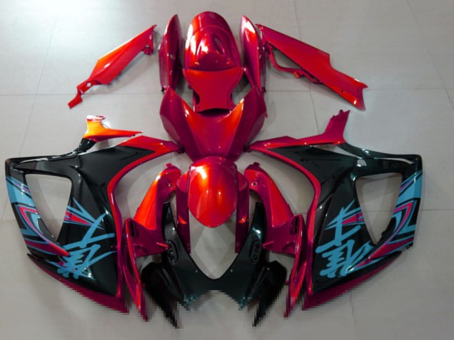 Preisgünstige Suzuki GSXR 600 / GSXR 750 Motorrad Verkleidung 2006-2007 - Rot Schwarz Hellblau