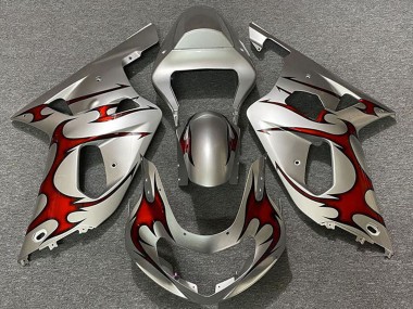Preisgünstige Suzuki GSXR 600 / GSXR 750 Motorrad Verkleidung 2001-2003 - Silber Rot