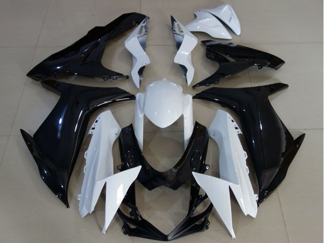 Preisgünstige Suzuki GSXR 600 / GSXR 750 Motorrad Verkleidung 2011-2024 - Weiss Glanzendes Schwarz