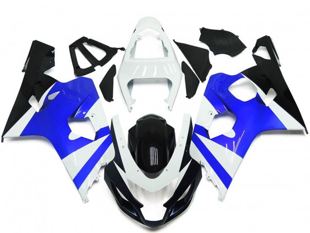 Preisgünstige Suzuki GSXR 600 / GSXR 750 Motorrad Verkleidung Kit 2004-2005 - Weiss Blau Glanzendes Schwarz