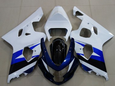 Preisgünstige Suzuki GSXR 600 / GSXR 750 Motorrad Verkleidung 2004-2005 - Weiss Blau Glanzendes Schwarz