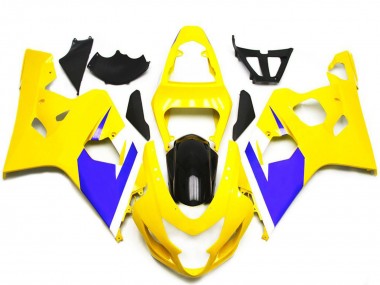 Preisgünstige Suzuki GSXR 600 / GSXR 750 Motorrad Verkleidung 2004-2005 - Gelb Blau Weiss Glanzendes Schwarz