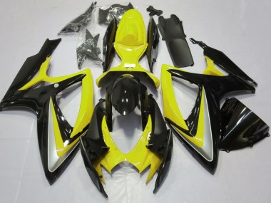 Preisgünstige Suzuki GSXR 600 / GSXR 750 Motorrad Verkleidung 2006-2007 - Gelb Glanzendes Schwarz