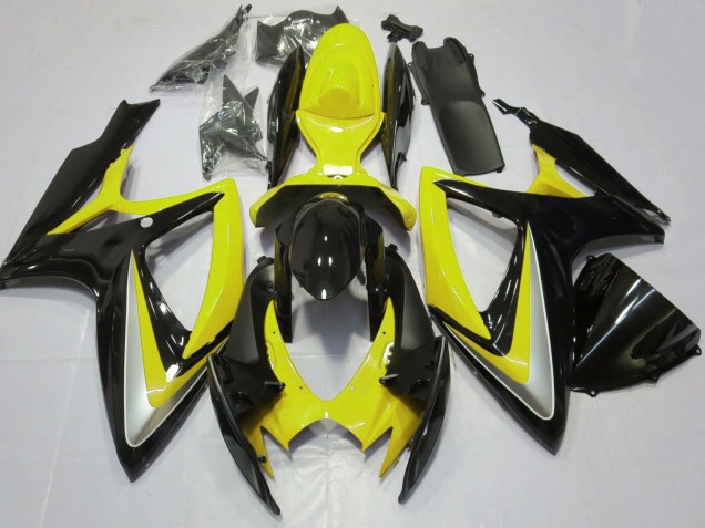 Preisgünstige Suzuki GSXR 600 / GSXR 750 Motorrad Verkleidung 2006-2007 - Gelb Glanzendes Schwarz
