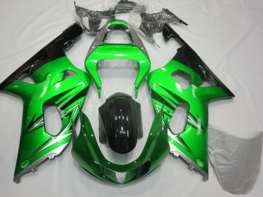 Preisgünstige Suzuki GSXR 600 / GSXR 750 Motorrad Verkleidung 2001-2003 - Grun Silber Glanzendes Schwarz