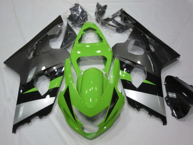 Preisgünstige Suzuki GSXR 600 / GSXR 750 Motorrad Verkleidung 2004-2005 - Grun Silber Glanzendes Schwarz