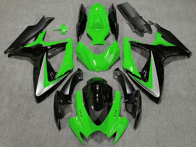 Preisgünstige Suzuki GSXR 600 / GSXR 750 Motorrad Verkleidung 2006-2007 - Grun Silber Glanzendes Schwarz OEM Stil