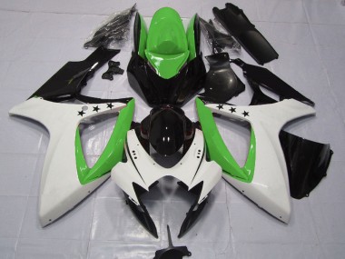 Preisgünstige Suzuki GSXR 600 / GSXR 750 Motorrad Verkleidung 2006-2007 - Grun Weiss Glanzendes Schwarz Stern