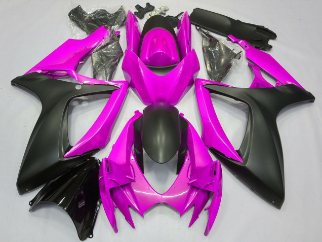 Preisgünstige Suzuki GSXR 600 / GSXR 750 Motorrad Verkleidung 2006-2007 - Rosa Matt Schwarz