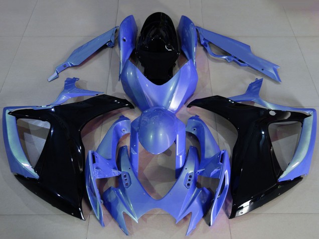 Preisgünstige Suzuki GSXR 600 / GSXR 750 Motorrad Verkleidung 2006-2007 - Hellblau Glanzendes Schwarz