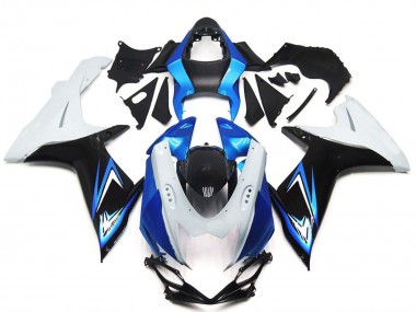 Preisgünstige Suzuki GSXR 600 / GSXR 750 Motorrad Verkleidung 2011-2024 - Weiss Hellblau Glanzendes Schwarz