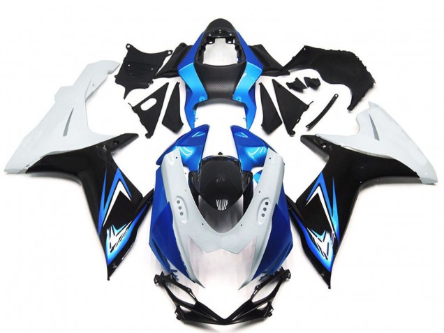 Preisgünstige Suzuki GSXR 600 / GSXR 750 Motorrad Verkleidung 2011-2024 - Weiss Hellblau Glanzendes Schwarz