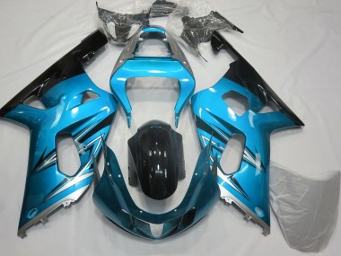 Preisgünstige Suzuki GSXR 600 / GSXR 750 Motorrad Verkleidung 2001-2003 - Hellblau Silber Glanzendes Schwarz