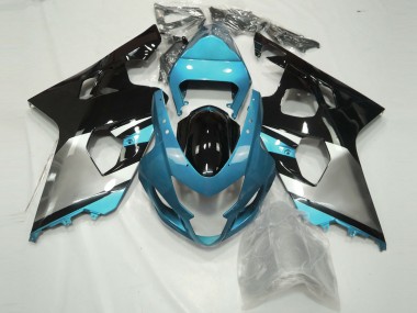 Preisgünstige Suzuki GSXR 600 / GSXR 750 Motorrad Verkleidung 2004-2005 - Hellblau Silber Glanzendes Schwarz