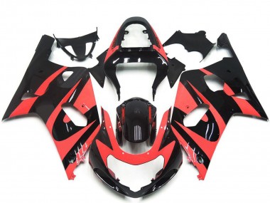 Preisgünstige Suzuki GSXR 600 / GSXR 750 Motorrad Verkleidung 2001-2003 - Hellrot Glanzendes Schwarz OEM Stil