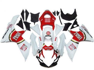 Preisgünstige Suzuki GSXR 600 / GSXR 750 Motorrad Verkleidung 2011-2024 - Weiss Rot Motul Lucky Strike