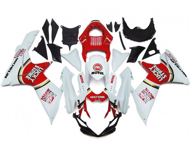 Preisgünstige Suzuki GSXR 600 / GSXR 750 Motorrad Verkleidung 2011-2024 - Weiss Rot Motul Lucky Strike