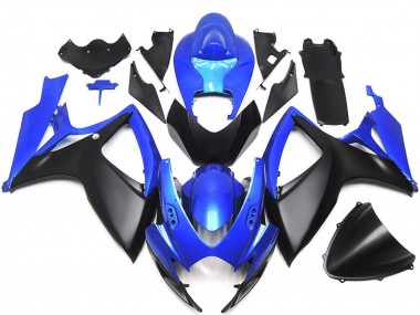 Preisgünstige Suzuki GSXR 600 / GSXR 750 Motorrad Verkleidung 2006-2007 - Blau Matt Schwarz Massgeschneidert OEM Stil