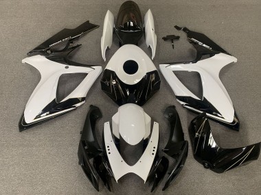 Preisgünstige Suzuki GSXR 600 / GSXR 750 Motorrad Verkleidung 2006-2007 - Weiss Glanzendes Schwarz
